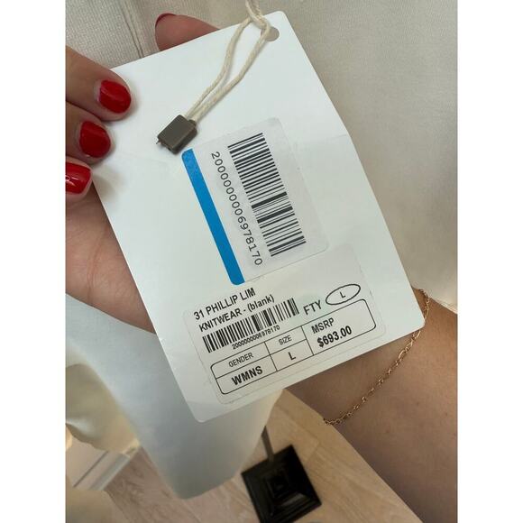 3.1 Phillip Lim Women's Ivory Cutout Crewneck Pullover Sweater Size L - Picture 9 of 11